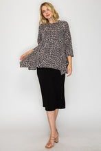 Tara Sharkbite Tunic-Gray Leopard Print