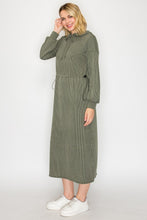 Cozy On Up Ribbed Lounge Dress- Olive