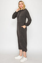 Cozy On Up Ribbed Lounge Dress- Charcoal Black