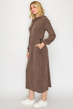 Cozy On Up Ribbed Lounge Dress- Chocolate