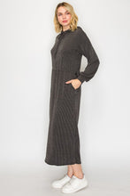 Cozy On Up Ribbed Lounge Dress- Charcoal Black
