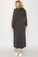 Cozy On Up Ribbed Lounge Dress- Charcoal Black