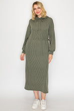 Cozy On Up Ribbed Lounge Dress- Olive