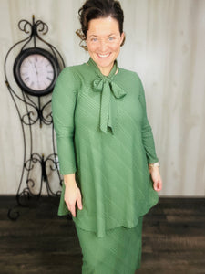 Georgia Olive Tunic- Swiss Dot Material