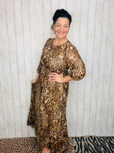 Leopard Print Mesh Overlay Dress
