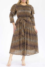 Animal Print & Sequins Belted Dress