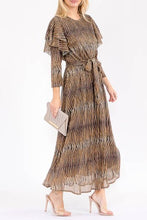 Animal Print & Sequins Belted Dress