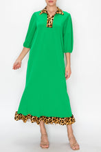 Everyday Class Leopard Detail Dress-Green