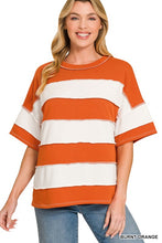 French Terry Striped Top- Orange