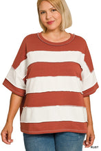 French Terry Striped Top- Orange