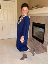 Oh So Comfy Sweatshirt Dress-Navy