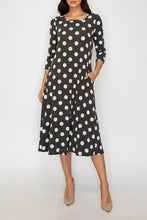 Polkadot Square Neck Dress- Black
