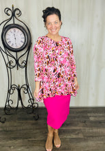 Samantha Ruffle High Low Tunic-Pink Leopard