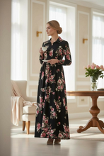 Kaylee Collared Black & Magenta Dress- PLUS