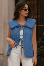 Cotton Quilted Light Denim Collared Tie Front