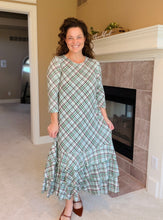 Green & Brown Plaid Dreams Ruffle Hem Dress