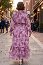 Purple & Floral Chiffon Dress