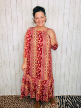 Burgundy Dream Ruffle Hem Dress