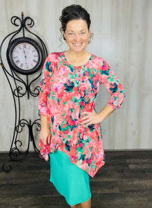 Floral & Coral Sharkbite Tunic