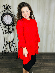 Regina Textured Tunic- Red