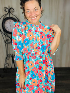 Juliet Teal & Floral Dress