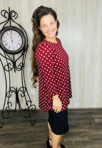 Marissa Burgundy Polkadot Tunic