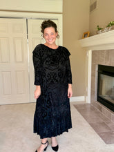 Kayla Velvet Burnout Dress- Black