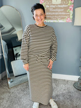 Candice Ribbed Skirt- Gray Striped