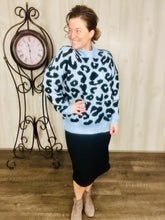 Blue & Leopard Print Sweater