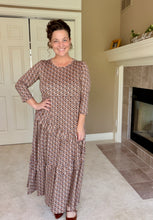 Tonya Marie Ruffled Tiered Dress- Brown & Rust
