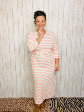 Ribbed Lounge Dress- Pink Striped