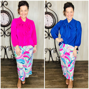 Brittany Bow Tie Top- Hot Pink or Royal Blue