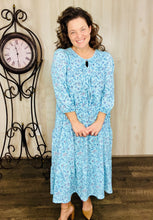 Trish Bow Front Dress- Blue Floral