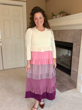 Misty Ruffle Tiered Dress-Cream & Berry
