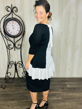 Black & Ivory Ruffle & Bow Colorblock Tunic Blouse