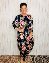 Navy & Floral Parachute/Bubble Dress