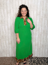 Everyday Class Leopard Detail Dress-Green