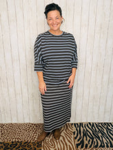 Marissa Ribbed Top- Brown & Blue Stripes