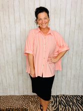 Rylee Coral & White Striped Top