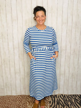 Ribbed Lounge Dress- Blue Striped