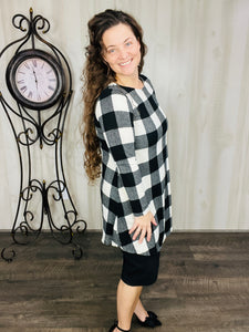 Nilah Buffalo Plaid Tunic- Red or Black & White