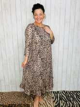 Handkerchief & Leopard Print Taupe Dress