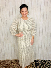 Jennifer Textured Midi Dress- Ivory & Black