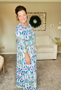 Tonya Marie Tiered Dress-Blue & Pink Dreams