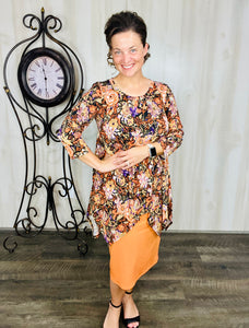 Rissa Handkerchief Tunic- Orange Floral