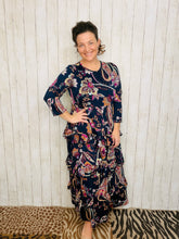 Misty Ruffle Tiered Dress-Navy Paisley