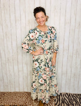 Clarissa Taupe & Roses Dress