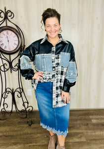 Pleather & Denim Shacket
