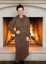 Cozy On Up Ribbed Lounge Dress- Chocolate