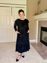 Kayla Velvet Burnout Dress- Black